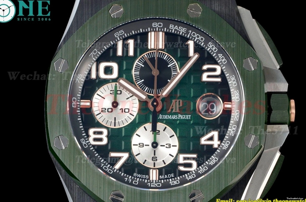 Royal Ceramic Oak Offshore RU 2020 44mm RSF A3126 Dial Green 0430
